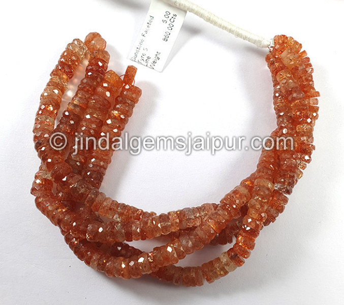 Sunstone Faceted Tyre Shape Beads
