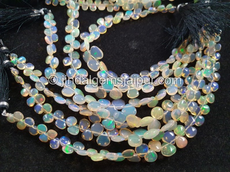 Yellow Ethiopian Opal Smooth Heart Beads