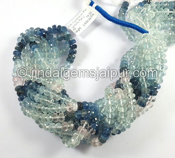 Multi Aquamarine Faceted Roundelle Shape Big Beads