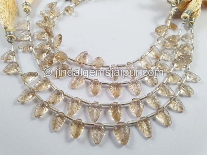 Champagne Citrine Carved Leaf Beads