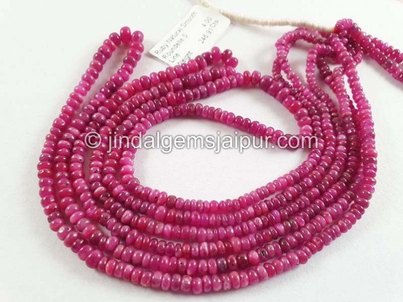 Ruby Natural Smooth Roundelle Beads