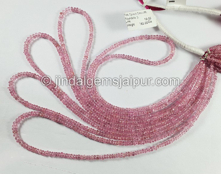 Pink Spinel Smooth Roundelle Shape Beads