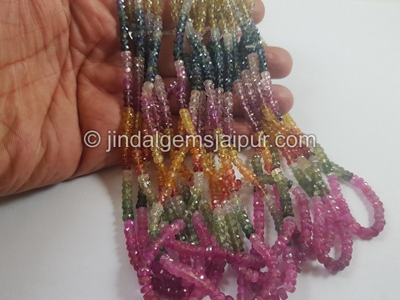 Multi Sapphire Faceted Roundelle Beads