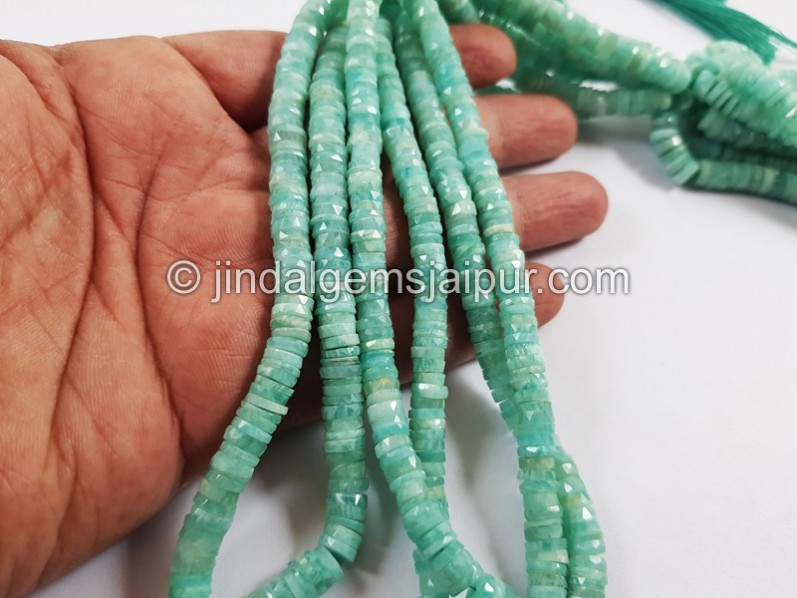 Amazonite Faceted Tyre Beads