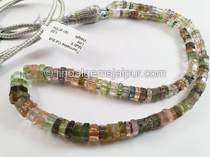 Multi Tourmaline Cut Bolt Shape Beads