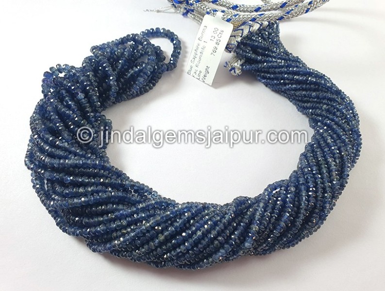 Blue Sapphire Burma Faceted Roundelle Shape Beads