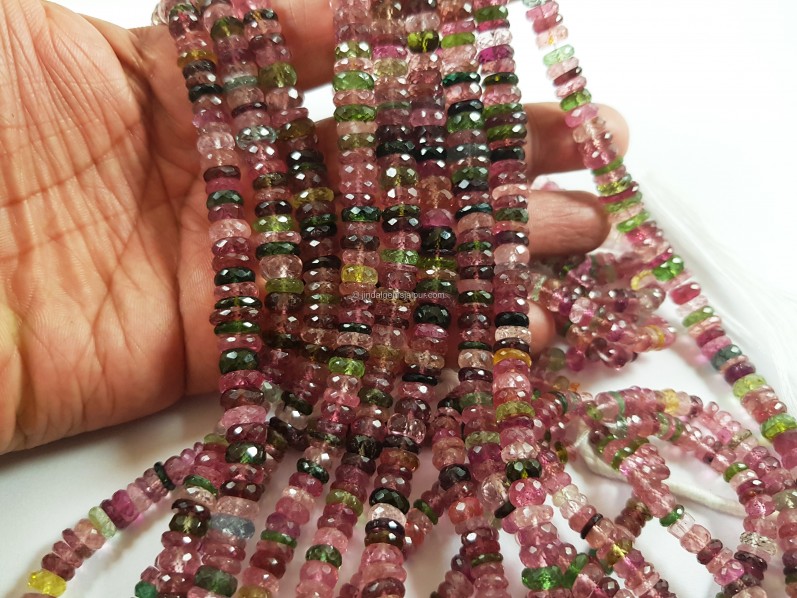 Tourmaline Far Faceted Tyre Beads