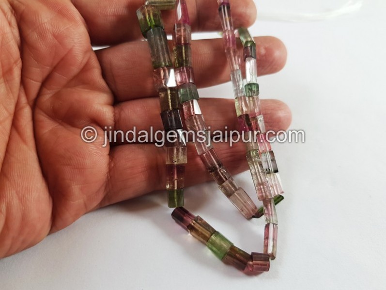 Bi Color Tourmaline Step Cut Pipe Beads