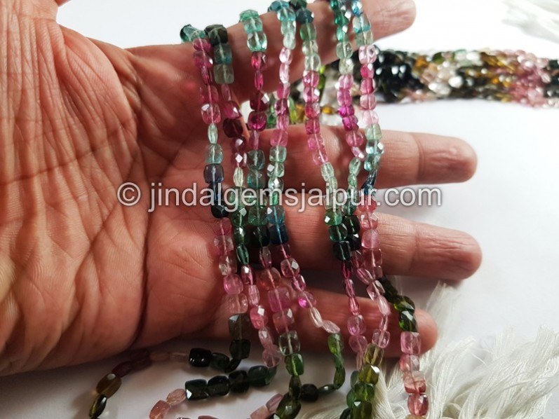 Tourmaline Faceted Cushion Beads