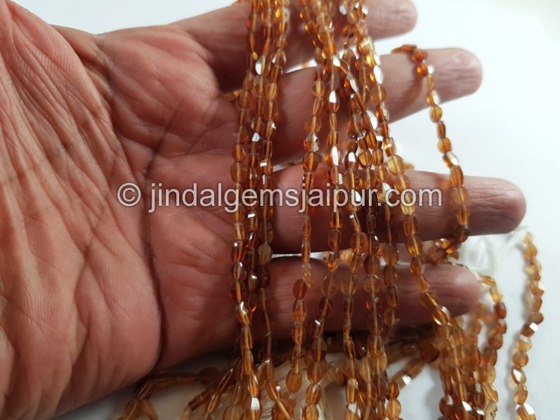 Hessonite Step Cut Oval Beads