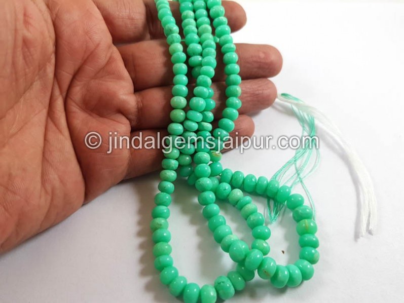 Deep Apple Green Mint  Chrysoprase Smooth Roundelle Beads