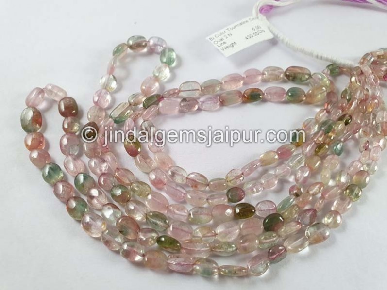 Bi Color Tourmaline Smooth Oval Beads