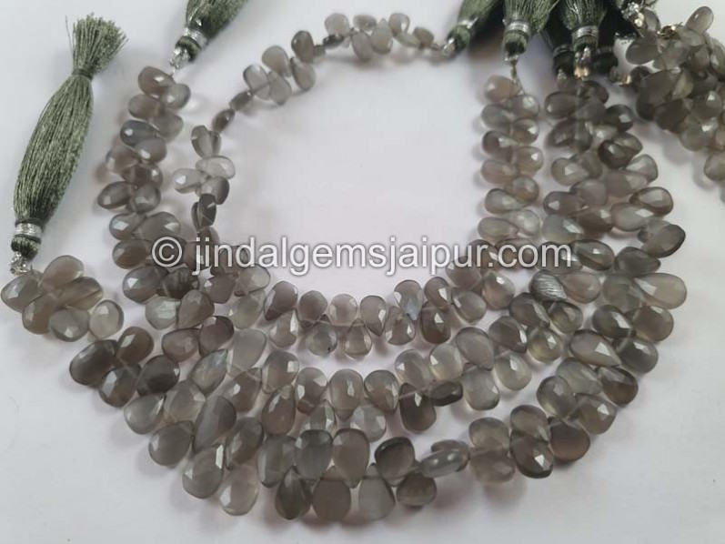 Grey Moonstone Faceted Pear Beads