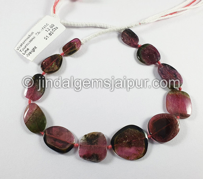Watermelon Tourmaline Slices Shape Beads