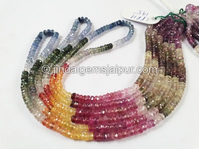 Multi Sapphire Faceted Roundelle Beads