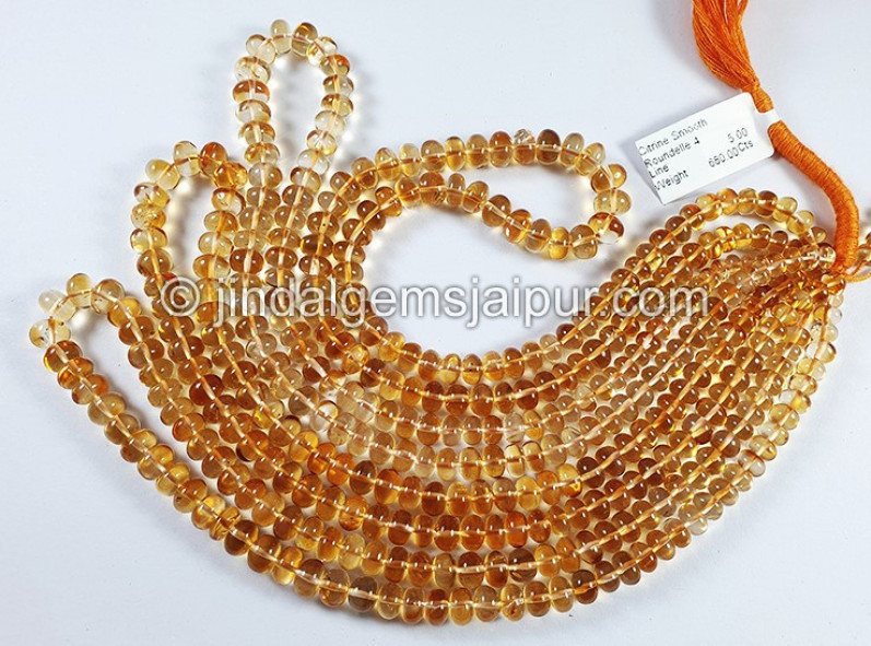 Citrine Smooth Roundelle Shape Beads