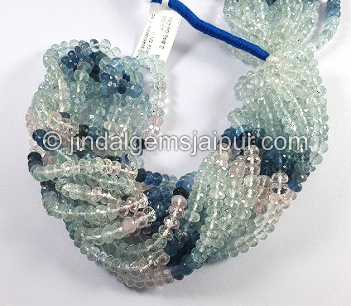 Multi Aquamarine Faceted Roundelle Shape Beads