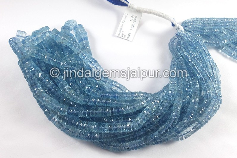 Devil Blue Aquamarine Faceted Tyre Shape Beads