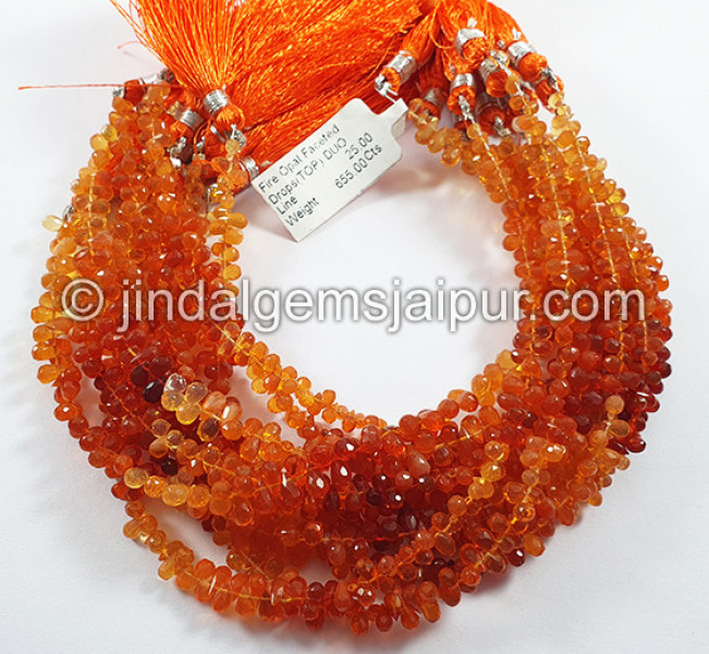 Fire Opal Faceted Drops Shape Beads