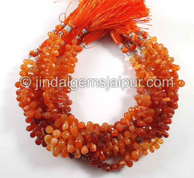 Fire Opal Faceted Drops Shape Big Beads