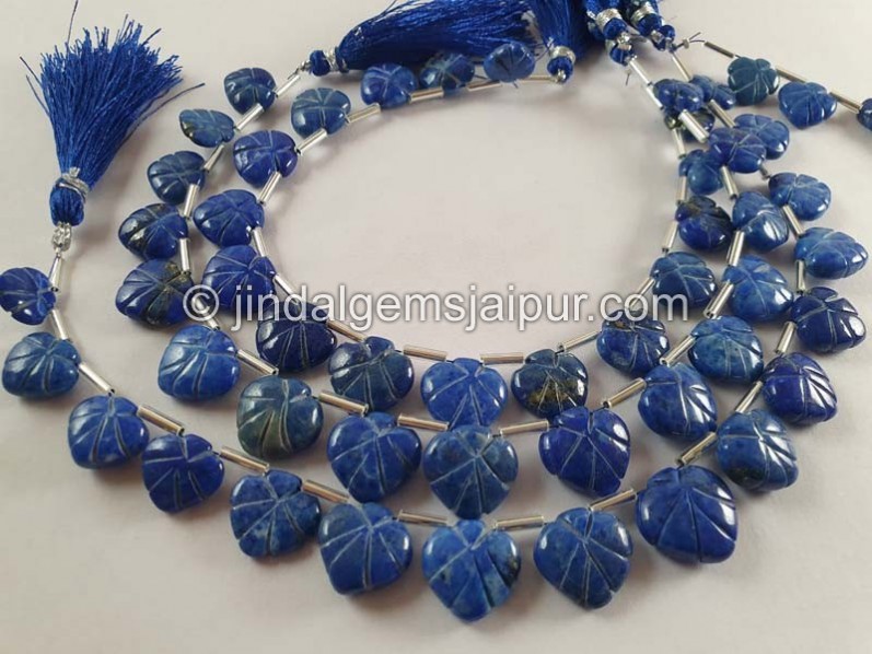 Lapis Carved Maple Leaf Beads