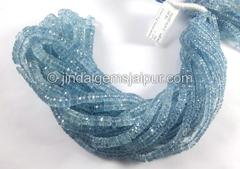 Aquamarine Faceted Tyre Shape Beads