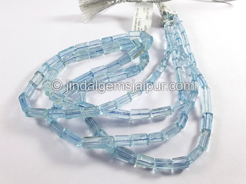 Aquamarine Step Cut Pipe Shape Beads