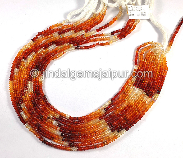 Fire Opal Smooth Roundelle Shape Small Beads