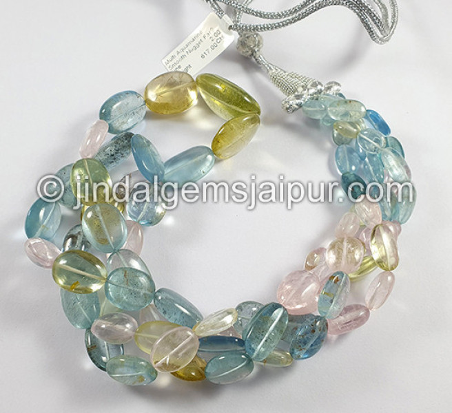 Multi Aquamarine Smooth Nuggets Shape Big Beads