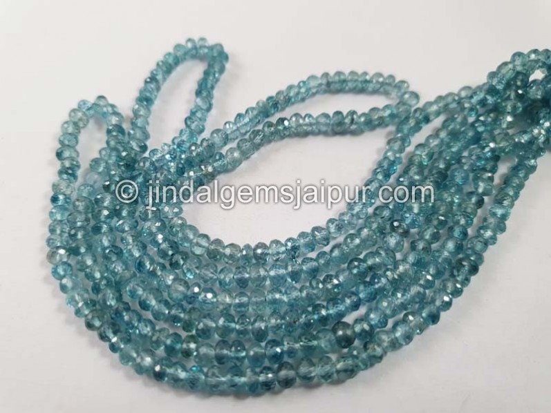 Natural Blue Zircon Far Faceted Roundelle Beads