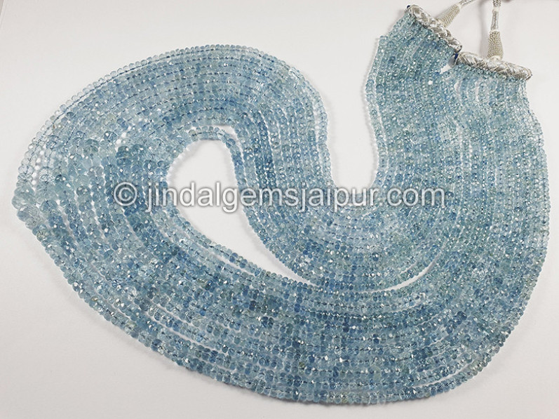 Aquamarine Faceted Roundelle Shape Beads