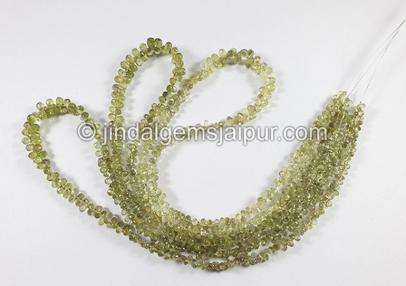 Lime Green Sapphire Faceted Drops Shape Beads