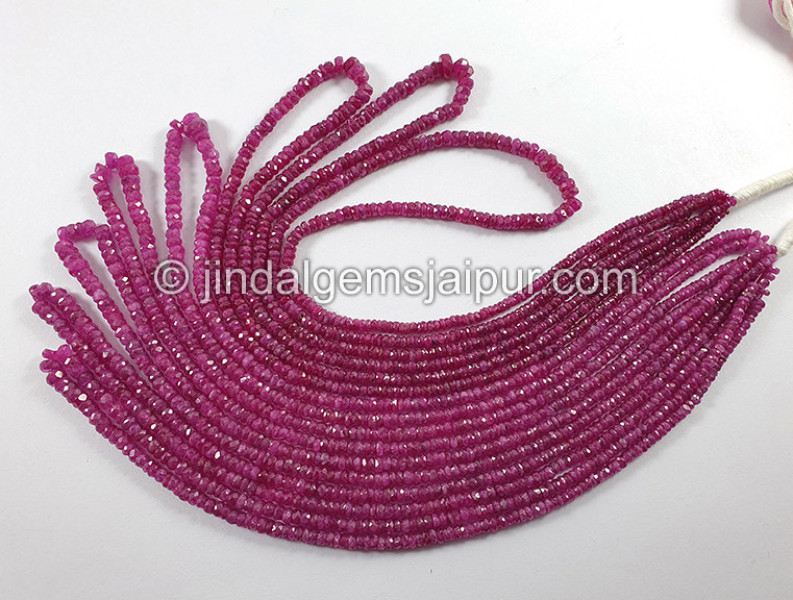 Pink Sapphire Faceted Roundelle Shape Beads