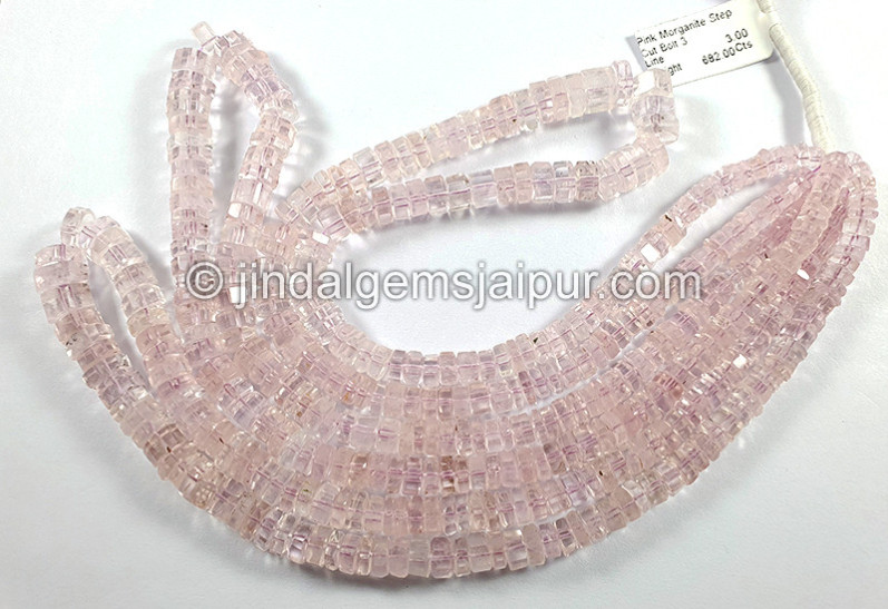 Pink Morganite Step Cut Bolt Shape Beads