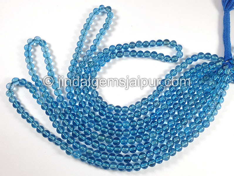 Swiss Blue Topaz Smooth Round Ball Shape Beads