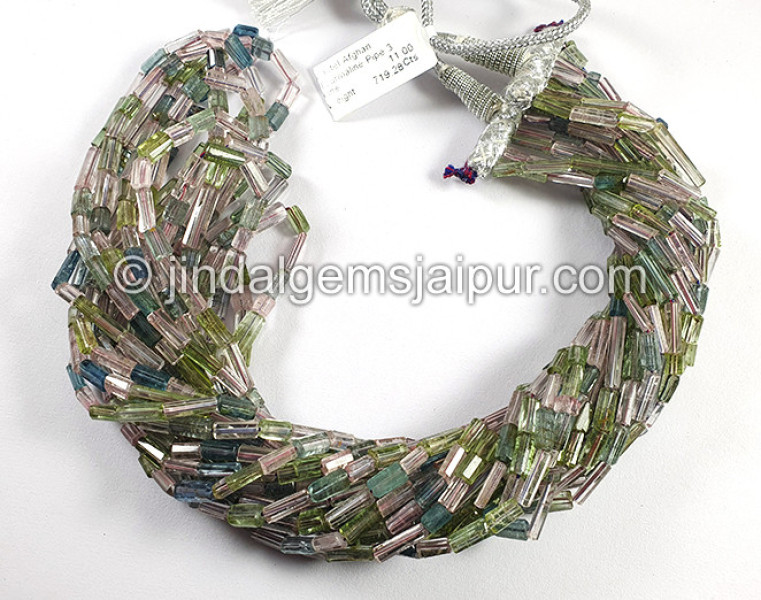 Pastel Afghan Tourmaline Pipe Shape Beads