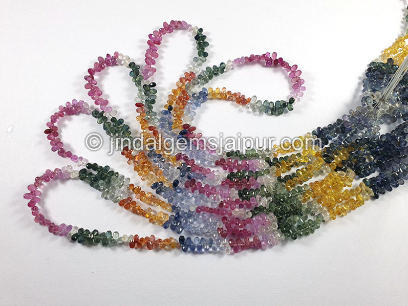 Multi Sapphire Faceted Drops Shape Beads