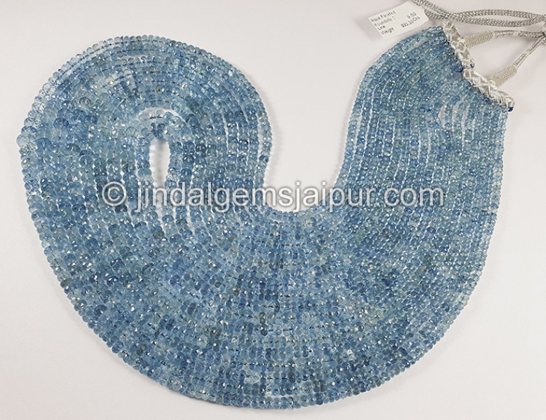 Aquamarine Faceted Roundelle Shape Beads