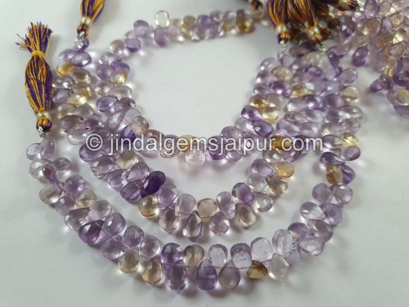 Ametrine Faceted Pear Beads
