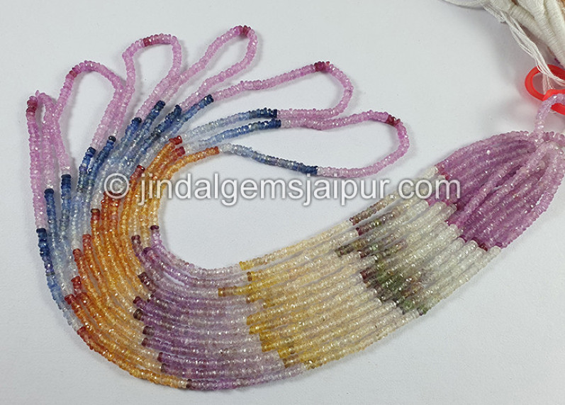 Multi Sapphire Faceted Roundelle Shape Beads