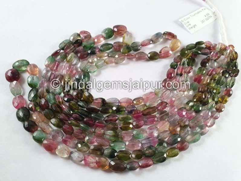 Bi Color Tourmaline Faceted Oval Beads