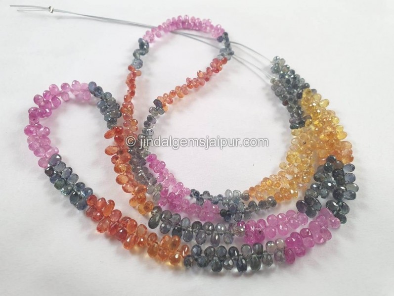 Natural Multi Sapphire Far Faceted Drop Beads -- SPPH148