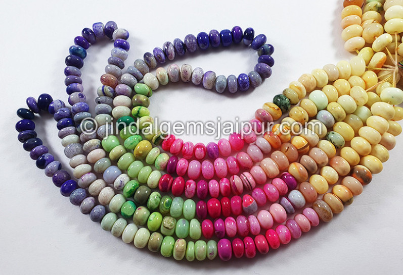 Multi Opal Dyed Smooth Roundelle Shape Beads