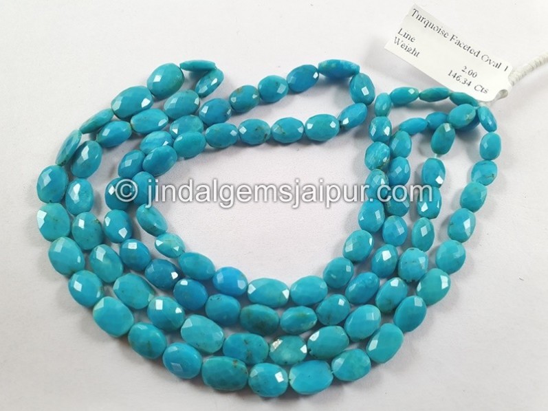 Turquoise Faceted Oval Shape Beads