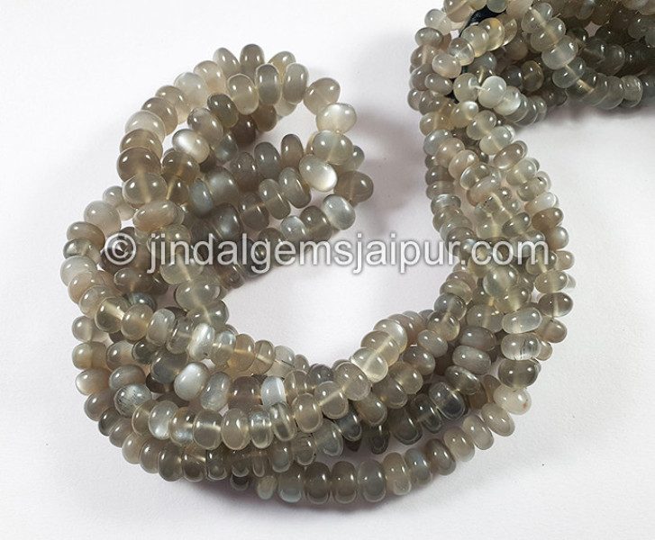 Grey Moonstone Smooth Roundelle Shape Beads