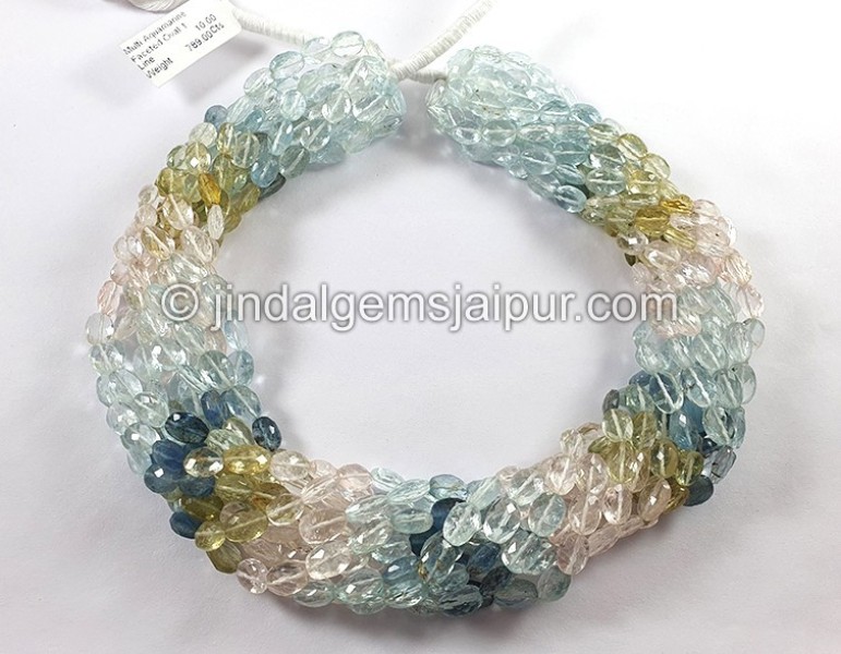 Multi Aquamarine Faceted Oval Shape Beads