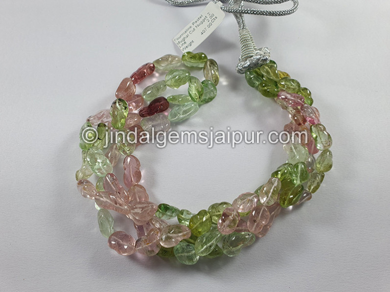 Pastel Tourmaline Mughal Cut Nuggets Shape Beads