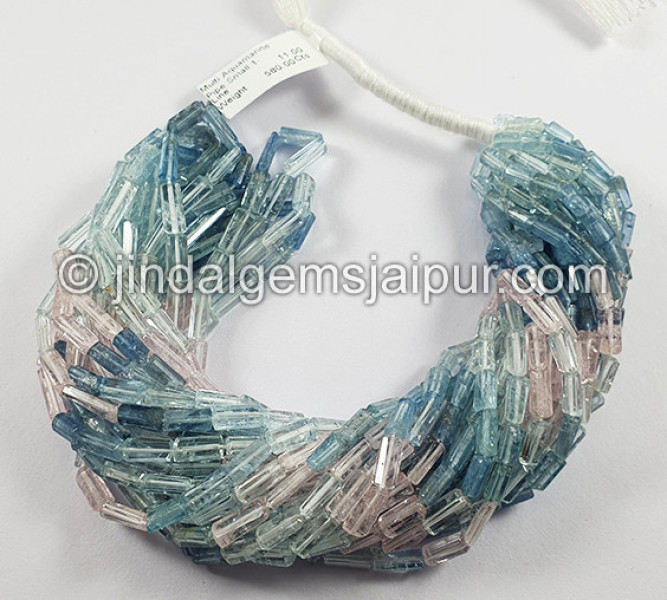 Multi Aquamarine Pipe Shape Small Beads