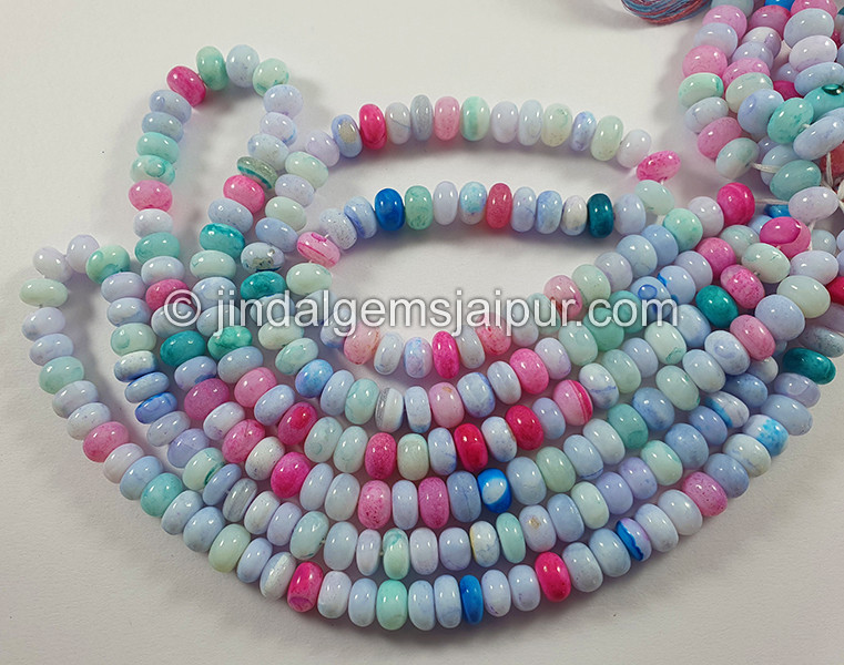 Multi Opal Smooth Roundelle Shape Beads