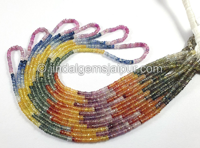 Multi Sapphire Faceted Roundelle Shape Beads